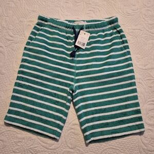 Mini Boden boys 11 years green and white towelling shorts NEW